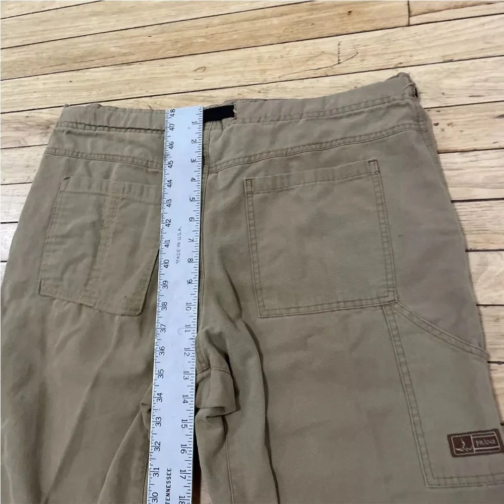 PRANA Brown Twill Carpenter Pants Mens XL Made USA Wide Belted Outdoor 38x28